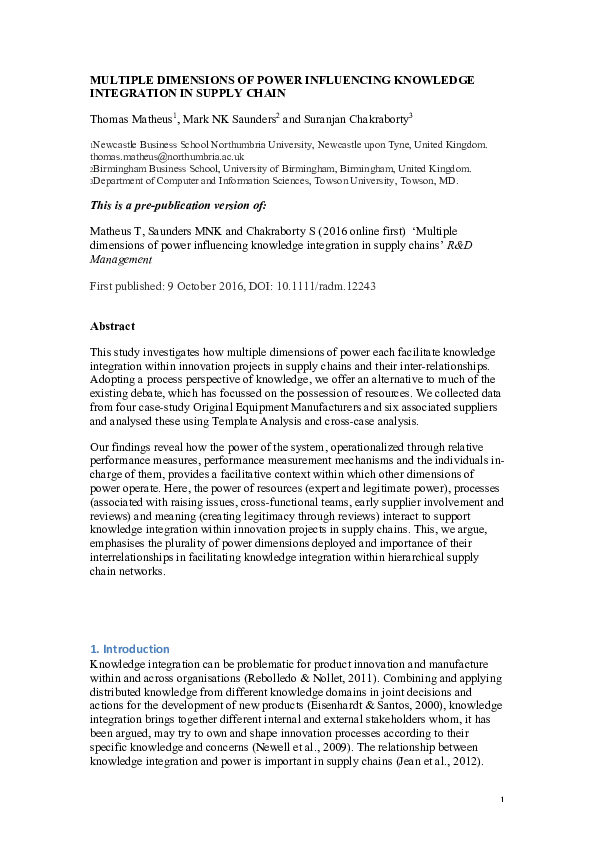 Pdf Multiple Dimensions Of Power Influencing Knowledge - 