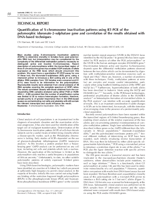 (PDF) Quantification of X-chromosome inactivation patterns in ...