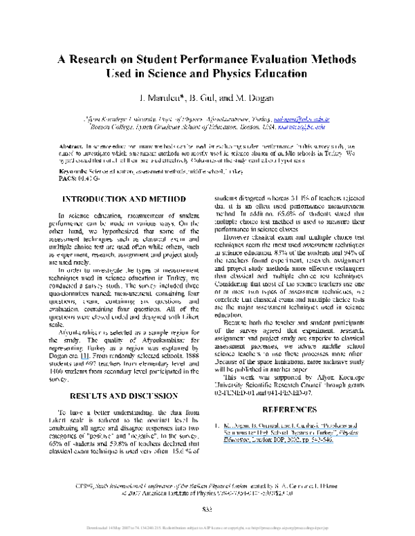 (PDF) A Research on Student Performance Evaluation Methods Used in ...
