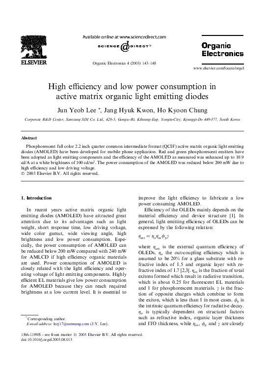 (PDF) High efficiency and low power consumption in active matrix ...