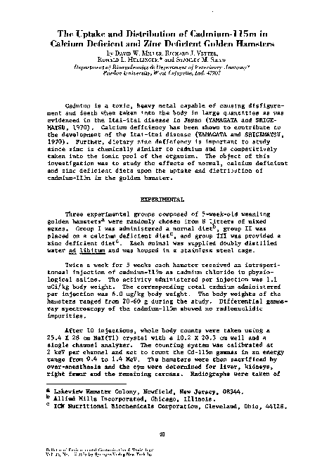 (PDF) The uptake and distribution of cadmium-115m in calcium deficient ...