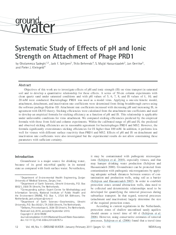(PDF) Systematic Study of Effects of pH and Ionic Strength on ...