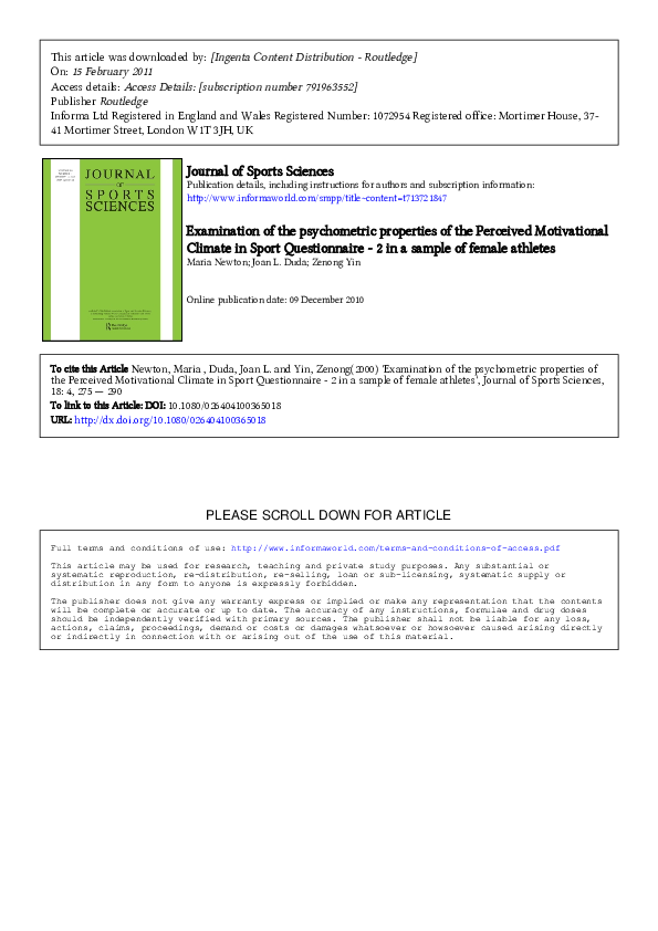 (PDF) Examination of the psychometric properties of the Perceived ...