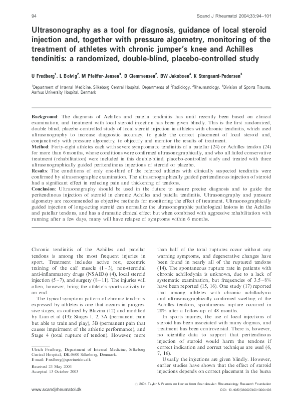 (PDF) Ultrasonography as a tool for diagnosis, guidance of local