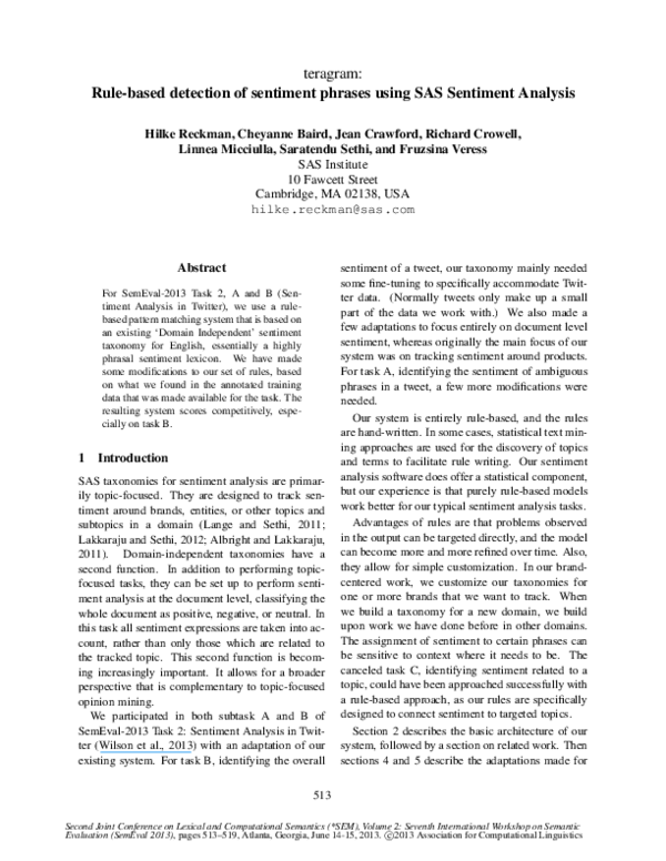 (PDF) teragram: Rule-based detection of sentiment phrases using SAS ...