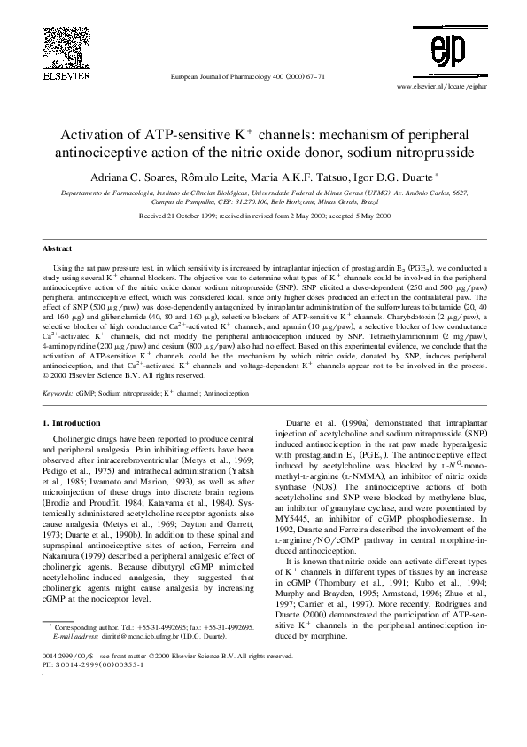 (PDF) Activation of ATPsensitive K + channels mechanism of peripheral
