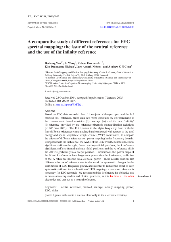 (PDF) A comparative study of different references for EEG spectral ...