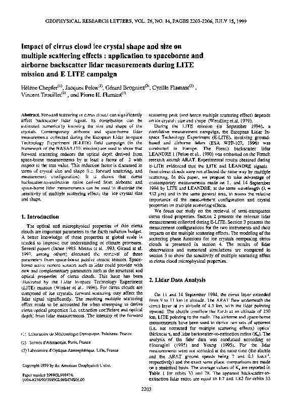 (PDF) Impact of cirrus cloud ice crystal shape and size on multiple ...