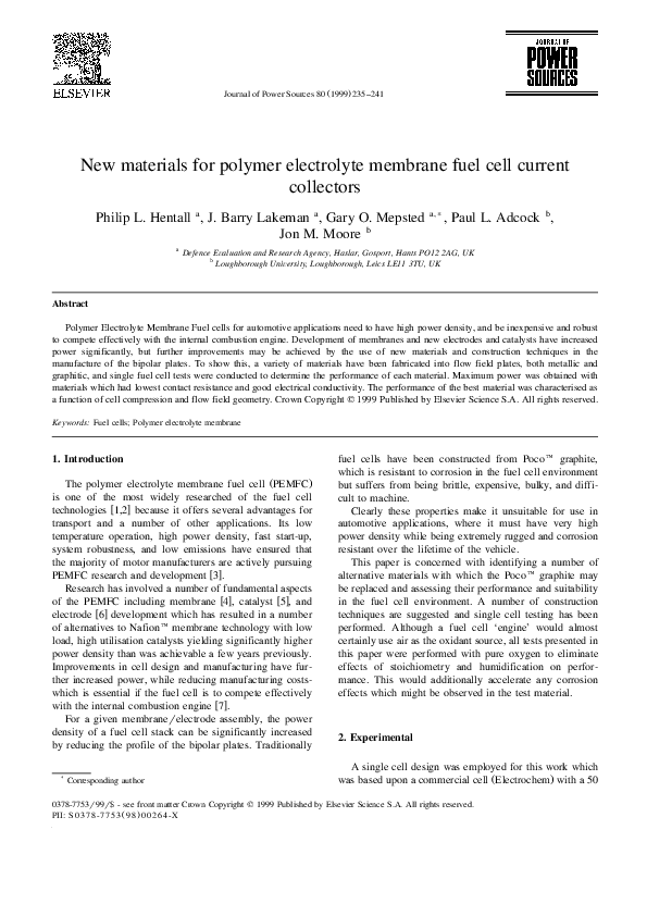 (PDF) New materials for polymer electrolyte membrane fuel cell current ...