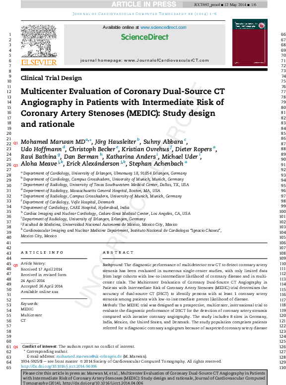 (PDF) Multicenter Evaluation of Coronary Dual Source CT Angiography in ...