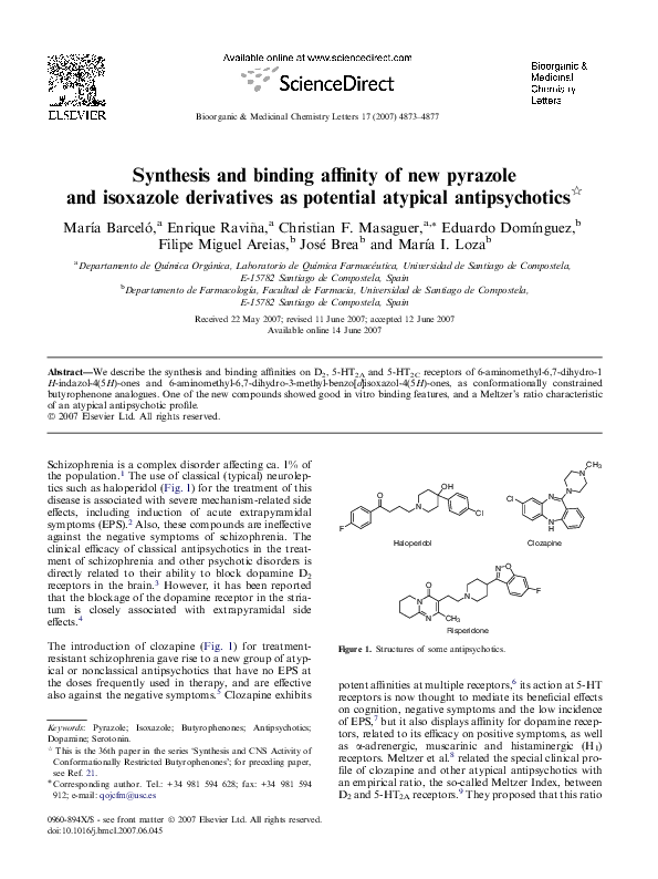 (PDF) Synthesis and binding affinity of new pyrazole and isoxazole ...