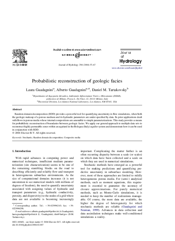 (PDF) Probabilistic reconstruction of geologic facies
