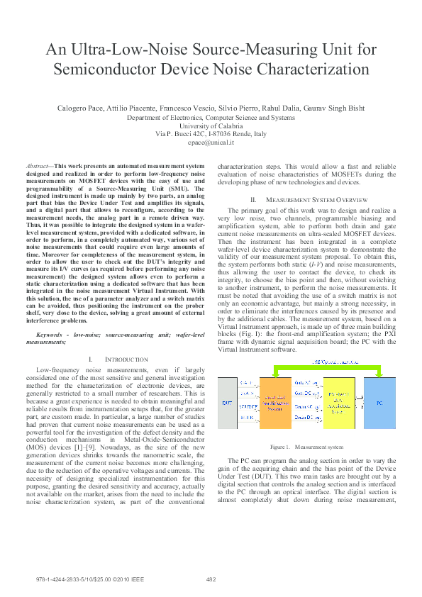 (PDF) An ultralownoise SourceMeasuring Unit for semiconductor device