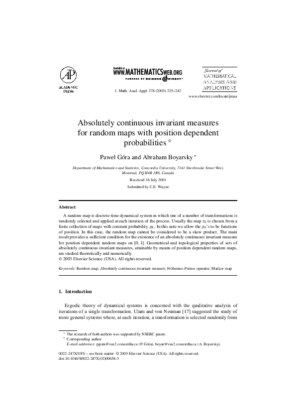 (PDF) Absolutely continuous invariant measures for maps with flat tops