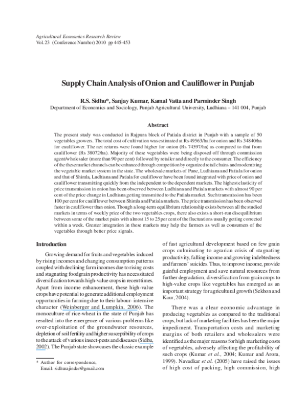 (PDF) Supply Chain Analysis of Onion and Cauliflower in Punjab