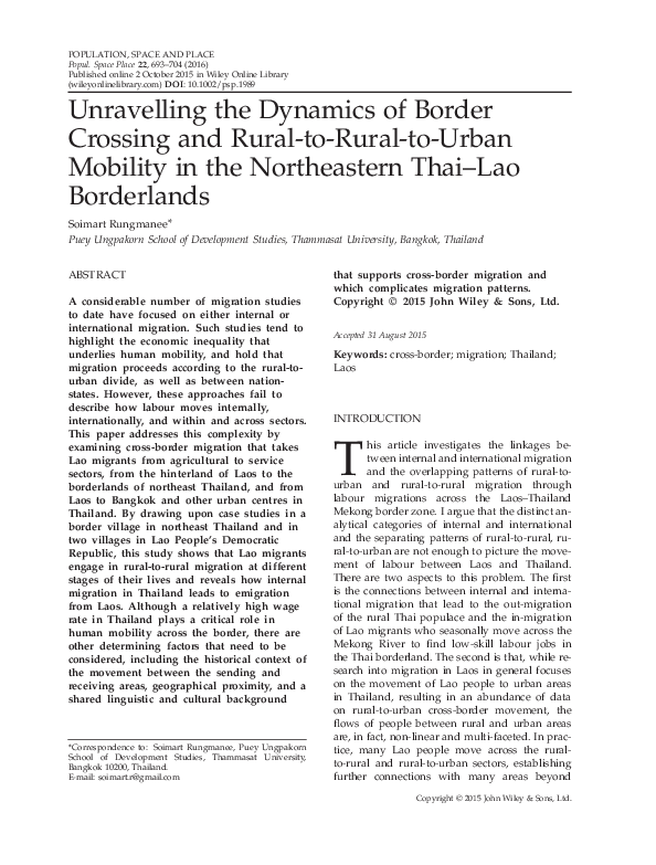 (PDF) Unravelling the Dynamics of Border Crossing and Rural-to-Rural-to ...