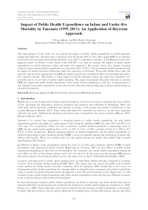 (PDF) Impact of Public Health Expenditure on Infant and Under-five ...