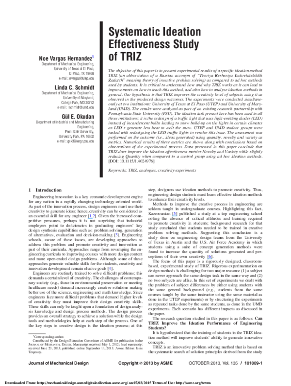 (PDF) Systematic Ideation Effectiveness Study of TRIZ