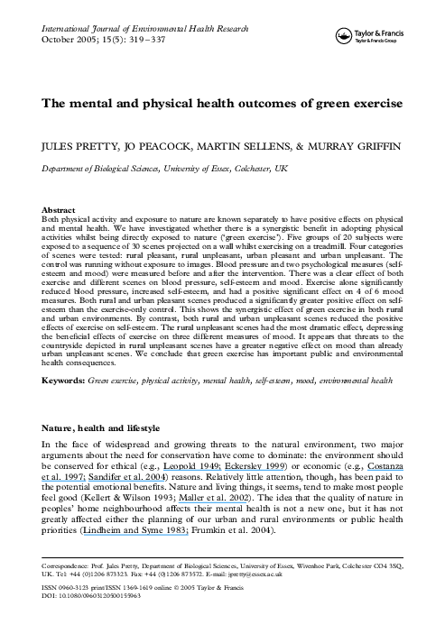 (PDF) The mental and physical health outcomes of green exercise