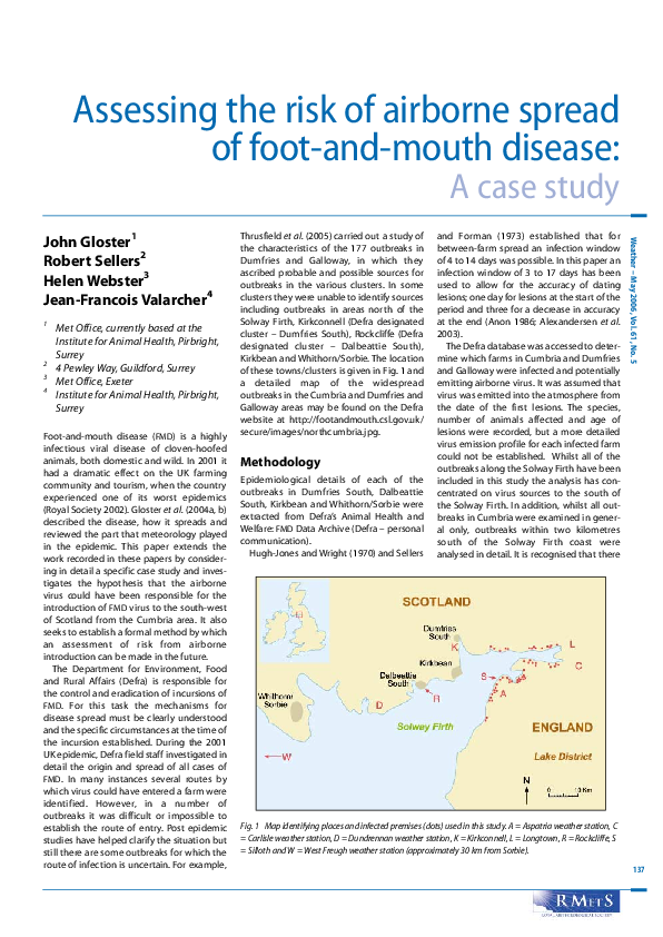 (PDF) Assessing the risk of airborne spread of foot-and-mouth disease ...