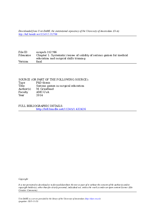 (PDF) Systematic review of validity of serious games for medical ...
