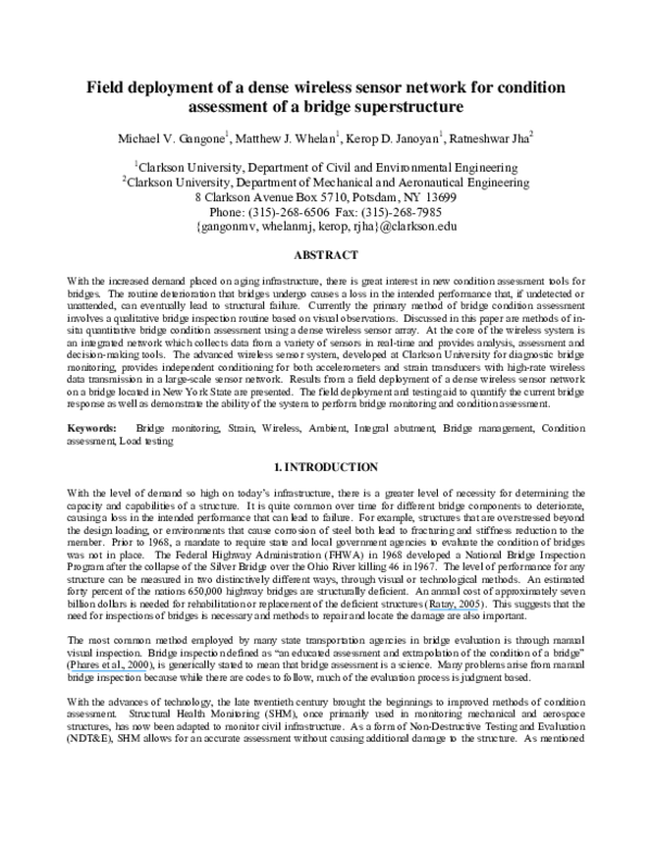 (PDF) Field deployment of a dense wireless sensor network for condition ...