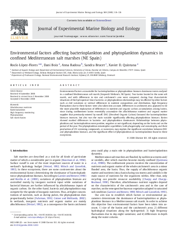 (PDF) Environmental factors affecting bacterioplankton and ...