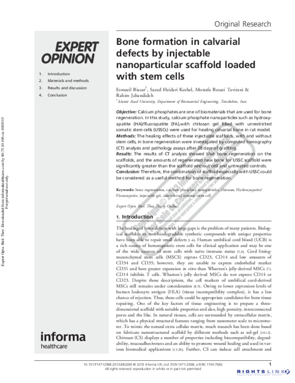 (PDF) Bone formation in calvarial defects by injectable nanoparticular ...