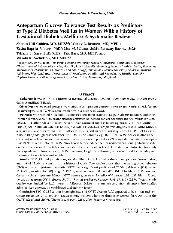 (PDF) Antepartum glucose tolerance test results as predictors of type 2 ...