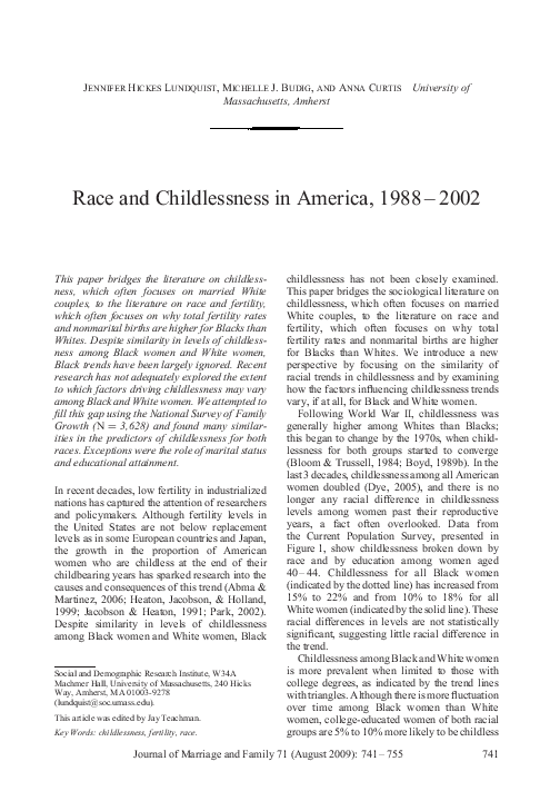 (PDF) Race and Childlessness in America, 1988-2002