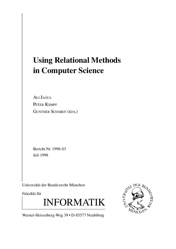 (PDF) Relational Methods in Computer Science Wolfram Kahl Academia.edu