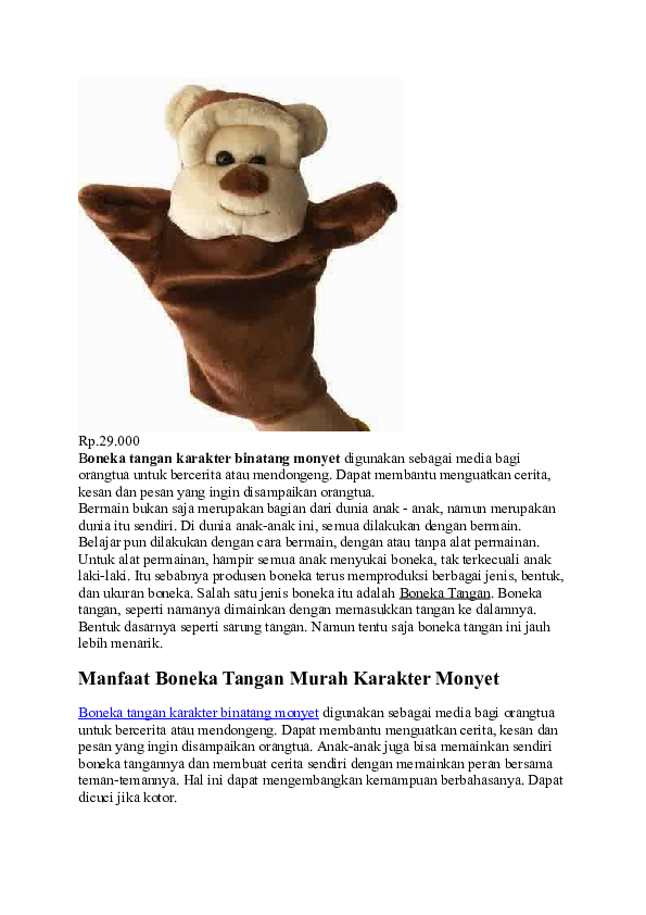 Doc Boneka Tangan Karakter Binatang Monyet Mainan Edukasi Academia Edu