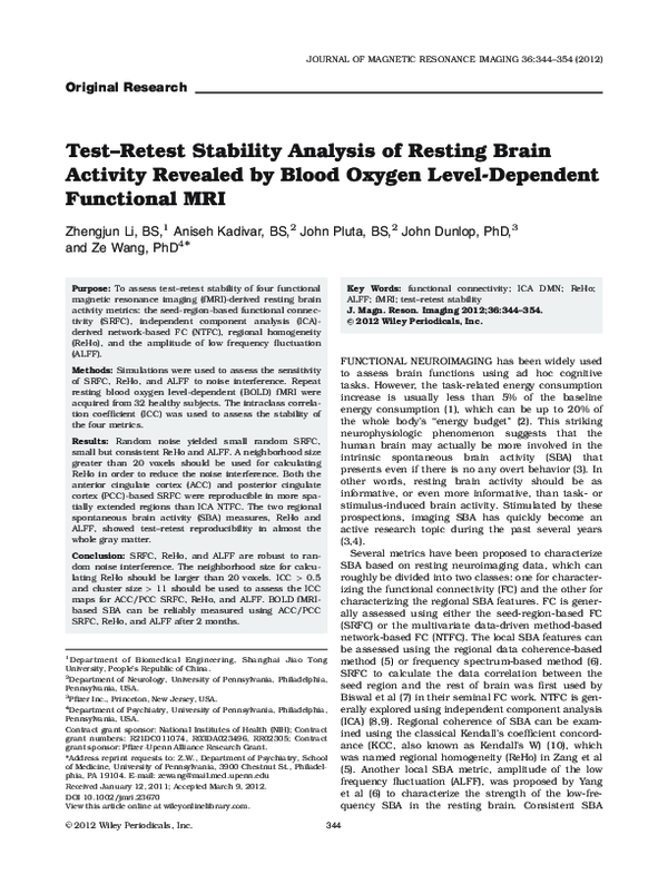 (PDF) Test-retest stability analysis of resting brain activity revealed ...