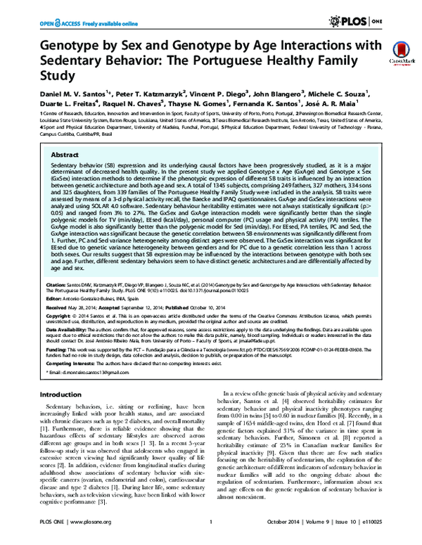 (PDF) Genotype by sex and genotype by age interactions with sedentary ...
