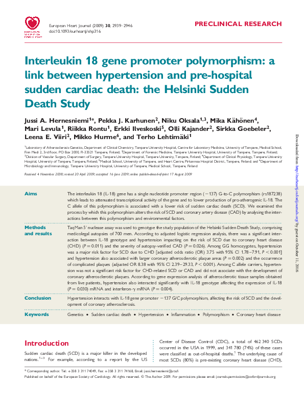 (PDF) Interleukin 18 gene promoter polymorphism: a link between ...