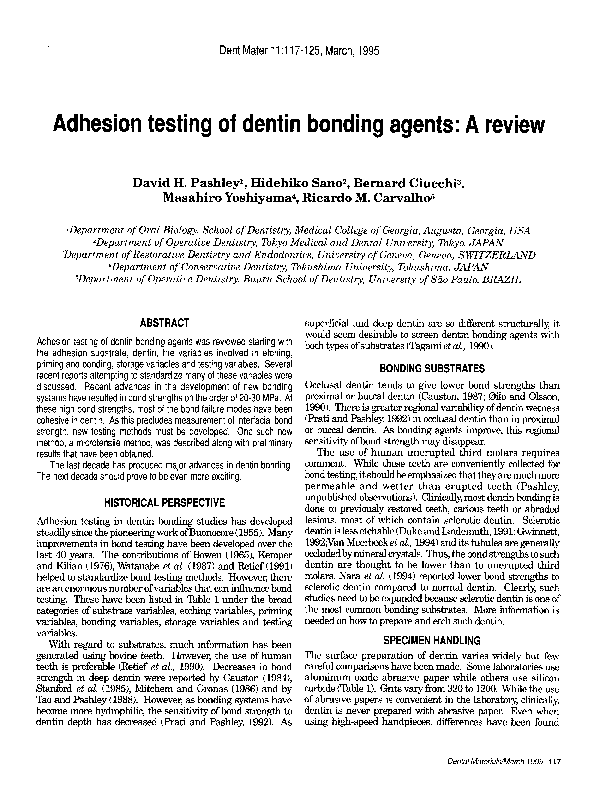 (PDF) Adhesion testing of dentin bonding agents A review ricardo