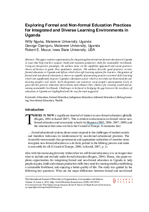 (PDF) Exploring Formal and Non-formal Education Practices for ...