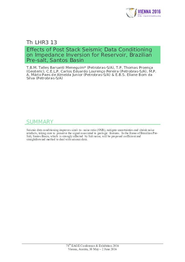 (PDF) Th LHR3 13 Effects of Post Stack Seismic Data Conditioning on ...