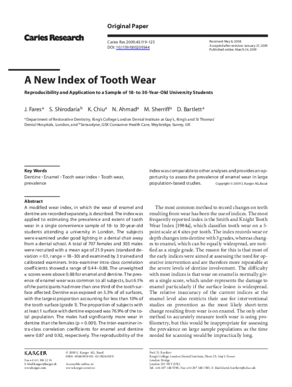 (PDF) A New Index of Tooth Wear S. Shirodaria Academia.edu