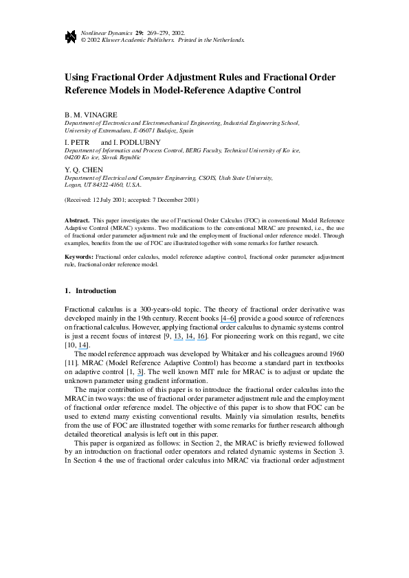 Pdf Using Fractional Order Adjustment Rules And Fractional Order Pdf Using Fractional Order Adjustment Rules And Fractional Order