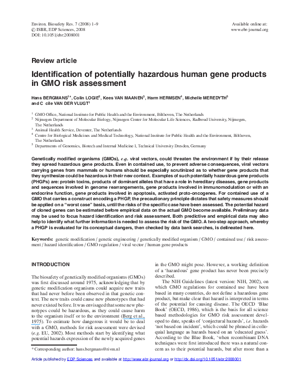 (PDF) Identification of potentially hazardous human gene products in ...