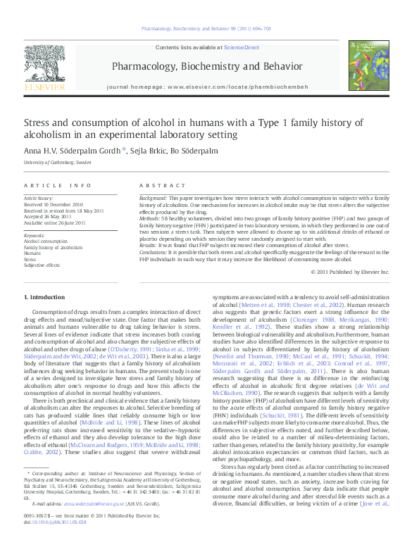 (PDF) Stress and consumption of alcohol in humans with a Type 1 family ...