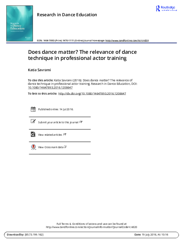 (PDF) Does dance matter? The relevance of dance technique in