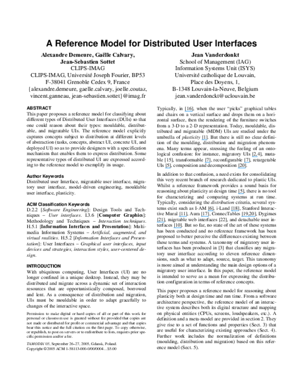 (PDF) A reference model for distributed user interfaces