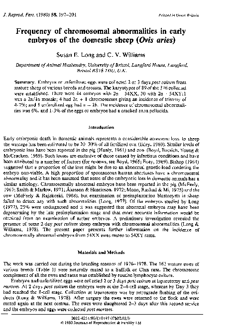 (PDF) Frequency of chromosomal abnormalities in early embryos of the ...