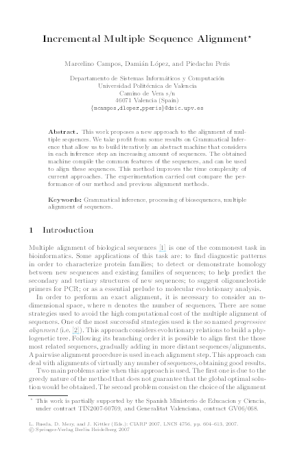 (PDF) Incremental Multiple Sequence Alignment