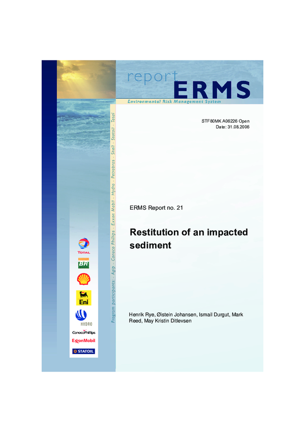 (PDF) ERMS Report No. 21: Restitution of an impacted sediment Final report