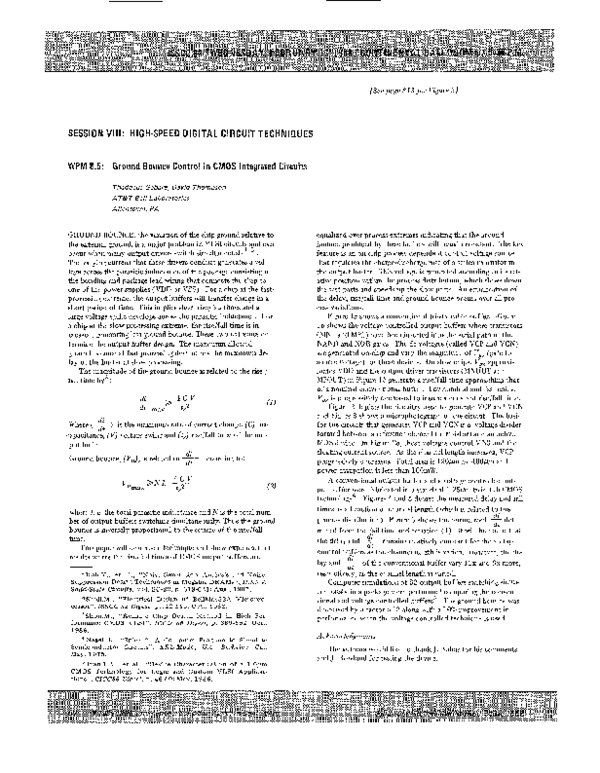 (PDF) Ground Bounce Control In Cmos Integrated Circuits Thaddeus