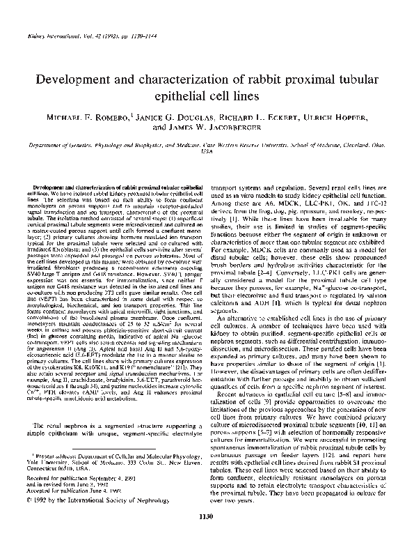 (PDF) Development and characterization of rabbit proximal tubular ...
