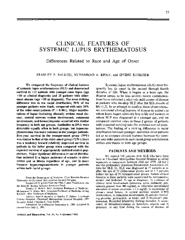 (PDF) Clinical features of systemic lupus erythematosus